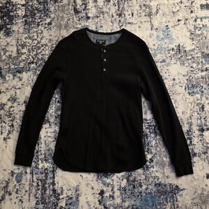 Men's Black Long Sleeve Henley Shirt